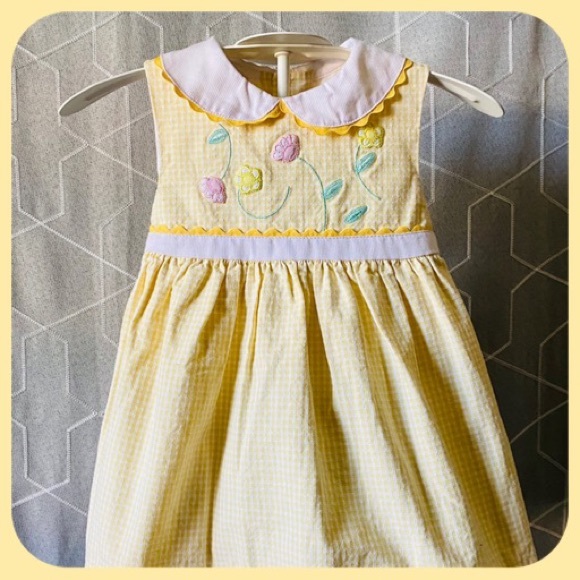 girls yellow gingham dress